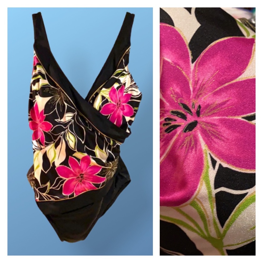LONGITUDE (12) Floral Slimming bathing suit GUC!!!
